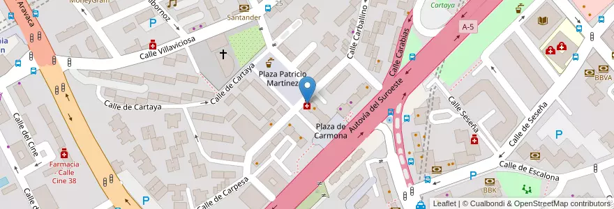 Mapa de ubicacion de Farmacia - Calle Cariñena 2 en إسبانيا, منطقة مدريد, منطقة مدريد, Área Metropolitana De Madrid Y Corredor Del Henares, مدريد.