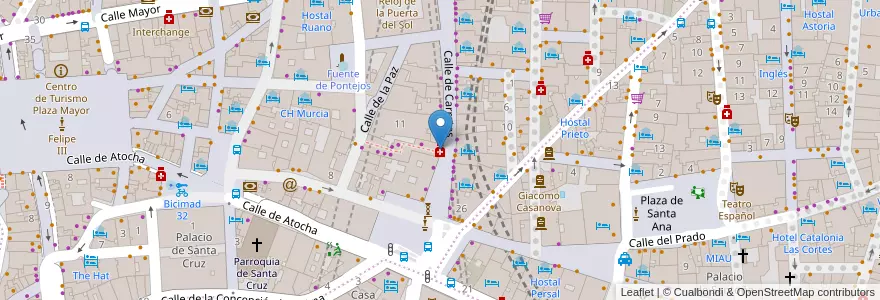 Mapa de ubicacion de Farmacia - Calle Carretas 12 en Испания, Мадрид, Мадрид, Área Metropolitana De Madrid Y Corredor Del Henares, Мадрид.