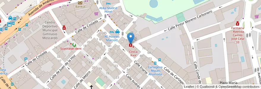 Mapa de ubicacion de Farmacia - Calle Cartagena, 77 en إسبانيا, منطقة مدريد, منطقة مدريد, Área Metropolitana De Madrid Y Corredor Del Henares, مدريد.