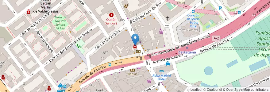 Mapa de ubicacion de Farmacia - Calle Cartagena 99 en Испания, Мадрид, Мадрид, Área Metropolitana De Madrid Y Corredor Del Henares, Мадрид.