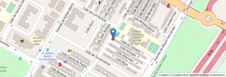 Mapa de ubicacion de Farmacia - Calle Cártama 2 en 西班牙, Comunidad De Madrid, Comunidad De Madrid, Área Metropolitana De Madrid Y Corredor Del Henares, Madrid.