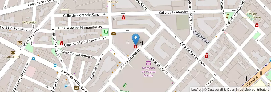 Mapa de ubicacion de Farmacia - Calle Castrojériz 10 en España, Comunidad De Madrid, Comunidad De Madrid, Área Metropolitana De Madrid Y Corredor Del Henares, Madrid.
