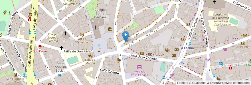 Mapa de ubicacion de Farmacia - Calle Cava Baja 47 en スペイン, マドリード州, Comunidad De Madrid, Área Metropolitana De Madrid Y Corredor Del Henares, Madrid.