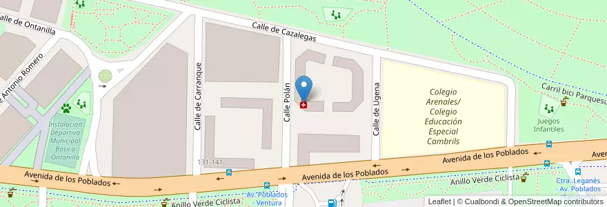 Mapa de ubicacion de Farmacia - Calle Cazalegas 5 en اسپانیا, بخش خودمختار مادرید, بخش خودمختار مادرید, Área Metropolitana De Madrid Y Corredor Del Henares, مادرید.