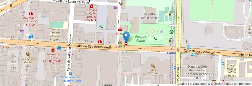 Mapa de ubicacion de Farmacia - Calle Cea Bermúdez 4 en Espagne, Communauté De Madrid, Communauté De Madrid, Área Metropolitana De Madrid Y Corredor Del Henares, Madrid.