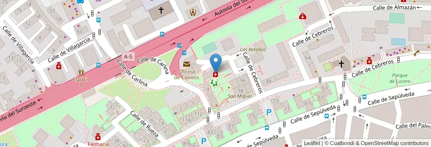 Mapa de ubicacion de Farmacia - Calle Cebreros 92 en 西班牙, Comunidad De Madrid, Comunidad De Madrid, Área Metropolitana De Madrid Y Corredor Del Henares, Madrid.