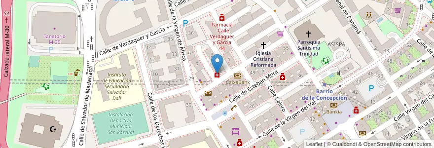 Mapa de ubicacion de Farmacia - Calle César González Ruano 17 en Espanha, Comunidade De Madrid, Comunidade De Madrid, Área Metropolitana De Madrid Y Corredor Del Henares, Madrid.