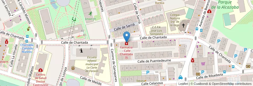Mapa de ubicacion de Farmacia - Calle Chantada 35 en Испания, Мадрид, Мадрид, Área Metropolitana De Madrid Y Corredor Del Henares, Мадрид.