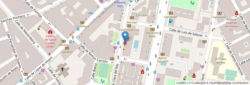 Mapa de ubicacion de Farmacia - Calle Clara del Rey 60 en スペイン, マドリード州, Comunidad De Madrid, Área Metropolitana De Madrid Y Corredor Del Henares, Madrid.