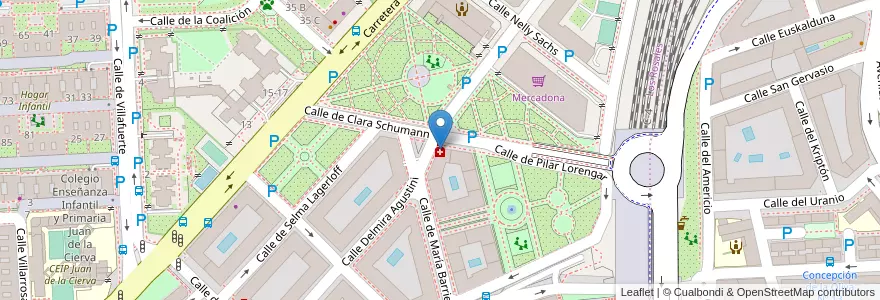 Mapa de ubicacion de Farmacia - Calle Clara Schumann 22 en Spain, Community Of Madrid, Community Of Madrid, Área Metropolitana De Madrid Y Corredor Del Henares, Madrid.