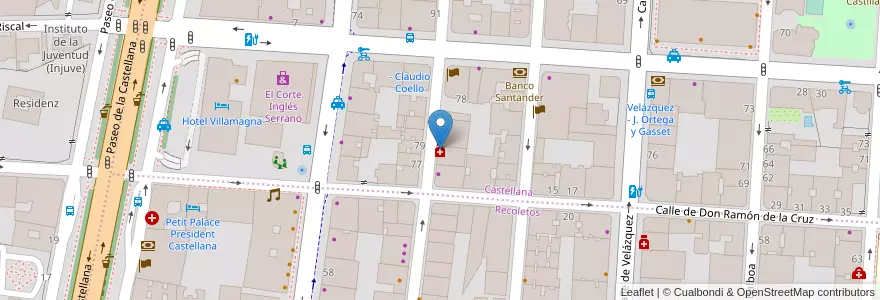 Mapa de ubicacion de Farmacia - Calle Claudio Coello 74 en Испания, Мадрид, Мадрид, Área Metropolitana De Madrid Y Corredor Del Henares, Мадрид.