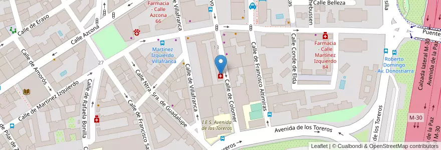 Mapa de ubicacion de Farmacia - Calle Colomer 9 en Испания, Мадрид, Мадрид, Área Metropolitana De Madrid Y Corredor Del Henares, Мадрид.