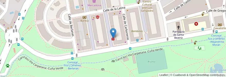 Mapa de ubicacion de Farmacia - Calle Concejal Francisco José Jiménez Martín 152 en Espagne, Communauté De Madrid, Communauté De Madrid, Área Metropolitana De Madrid Y Corredor Del Henares, Madrid.