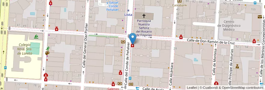Mapa de ubicacion de Farmacia - Calle Conde de Peñalver 34 en Испания, Мадрид, Мадрид, Área Metropolitana De Madrid Y Corredor Del Henares, Мадрид.
