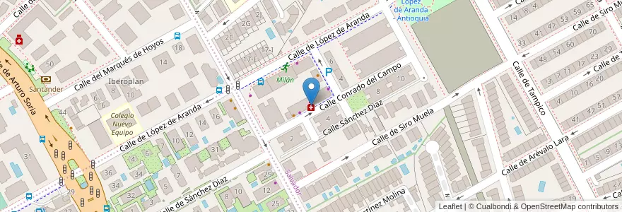 Mapa de ubicacion de Farmacia - Calle Conrado del Campo 5 en اسپانیا, بخش خودمختار مادرید, بخش خودمختار مادرید, Área Metropolitana De Madrid Y Corredor Del Henares, مادرید.