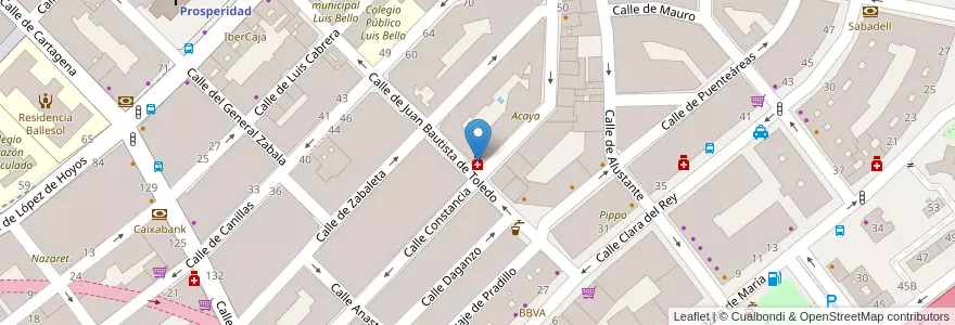 Mapa de ubicacion de Farmacia - Calle Constancia 35 en スペイン, マドリード州, Comunidad De Madrid, Área Metropolitana De Madrid Y Corredor Del Henares, Madrid.