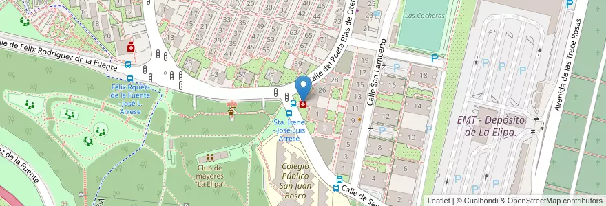 Mapa de ubicacion de Farmacia - Calle del Poeta Blas de Otero 24 en Espagne, Communauté De Madrid, Communauté De Madrid, Área Metropolitana De Madrid Y Corredor Del Henares, Madrid.