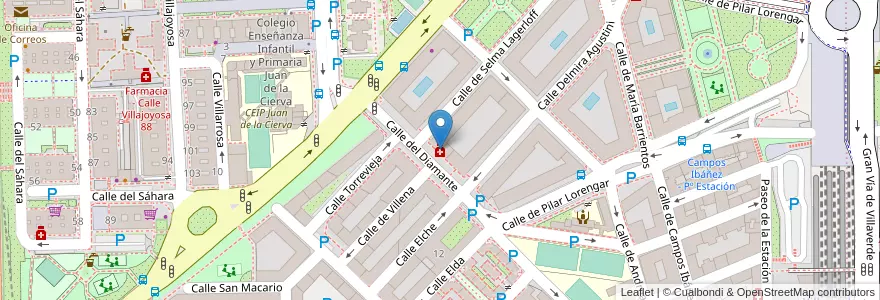 Mapa de ubicacion de Farmacia - Calle Diamante 5 en Испания, Мадрид, Мадрид, Área Metropolitana De Madrid Y Corredor Del Henares, Мадрид.