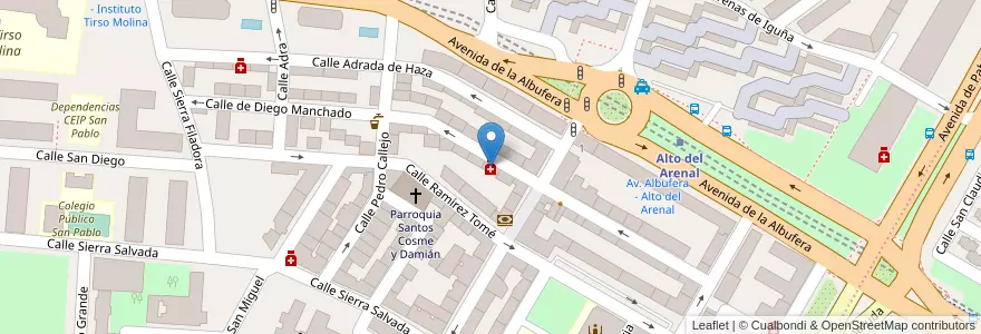 Mapa de ubicacion de Farmacia - Calle Diego Manchado 52 en إسبانيا, منطقة مدريد, منطقة مدريد, Área Metropolitana De Madrid Y Corredor Del Henares, مدريد.
