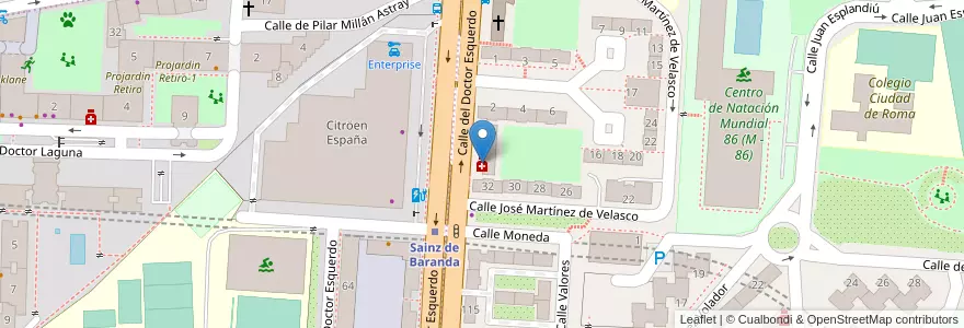 Mapa de ubicacion de Farmacia - Calle Doctor Esquerdo 105 en Espagne, Communauté De Madrid, Communauté De Madrid, Área Metropolitana De Madrid Y Corredor Del Henares, Madrid.
