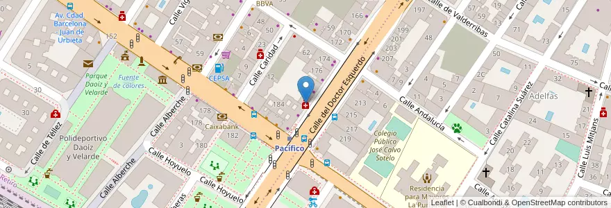Mapa de ubicacion de Farmacia - Calle Doctor Esquerdo 180 en إسبانيا, منطقة مدريد, منطقة مدريد, Área Metropolitana De Madrid Y Corredor Del Henares, مدريد.