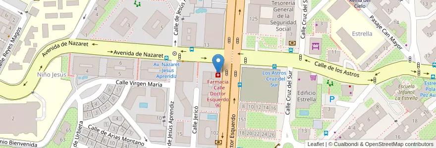 Mapa de ubicacion de Farmacia - Calle Doctor Esquerdo 96 en スペイン, マドリード州, Comunidad De Madrid, Área Metropolitana De Madrid Y Corredor Del Henares, Madrid.