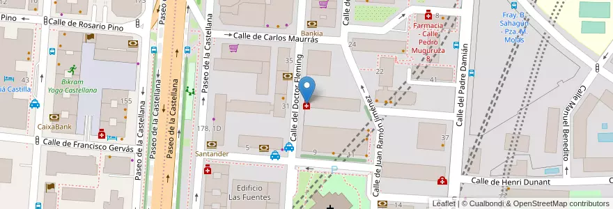 Mapa de ubicacion de Farmacia - Calle Doctor Fleming 44 en اسپانیا, بخش خودمختار مادرید, بخش خودمختار مادرید, Área Metropolitana De Madrid Y Corredor Del Henares, مادرید.