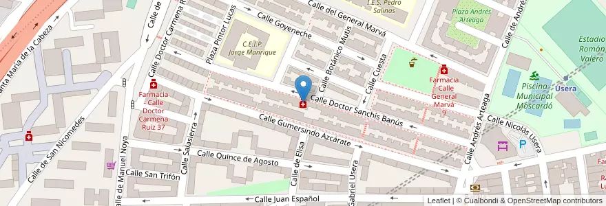 Mapa de ubicacion de Farmacia - Calle Doctor Sanchís Banús 31 en اسپانیا, بخش خودمختار مادرید, بخش خودمختار مادرید, Área Metropolitana De Madrid Y Corredor Del Henares, مادرید.
