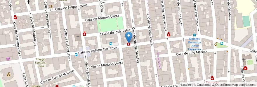 Mapa de ubicacion de Farmacia - Calle Dolores Barranco 44 en اسپانیا, بخش خودمختار مادرید, بخش خودمختار مادرید, Área Metropolitana De Madrid Y Corredor Del Henares, مادرید.