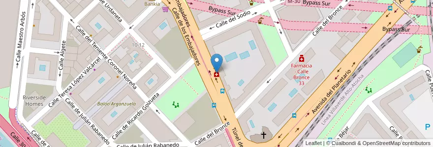 Mapa de ubicacion de Farmacia - Calle Embajadores, 197 en Sepanyol, Comunidad De Madrid, Comunidad De Madrid, Área Metropolitana De Madrid Y Corredor Del Henares, Madrid.