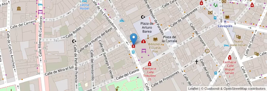 Mapa de ubicacion de Farmacia - Calle Embajadores 41 en スペイン, マドリード州, Comunidad De Madrid, Área Metropolitana De Madrid Y Corredor Del Henares, Madrid.