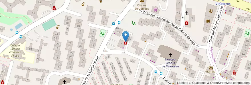 Mapa de ubicacion de Farmacia - Calle entre Arroyos 1 en إسبانيا, منطقة مدريد, منطقة مدريد, Área Metropolitana De Madrid Y Corredor Del Henares, مدريد.