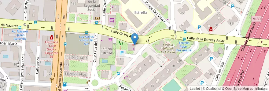 Mapa de ubicacion de Farmacia - Calle Estrella Polar 5 en Espanha, Comunidade De Madrid, Comunidade De Madrid, Área Metropolitana De Madrid Y Corredor Del Henares, Madrid.