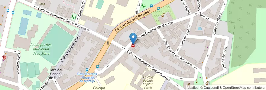 Mapa de ubicacion de Farmacia - Calle Eugenia de Montijo 43 en إسبانيا, منطقة مدريد, منطقة مدريد, Área Metropolitana De Madrid Y Corredor Del Henares, مدريد.