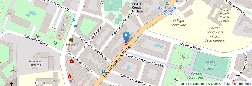 Mapa de ubicacion de Farmacia - Calle Eugenia de Montijo 68 en スペイン, マドリード州, Comunidad De Madrid, Área Metropolitana De Madrid Y Corredor Del Henares, Madrid.