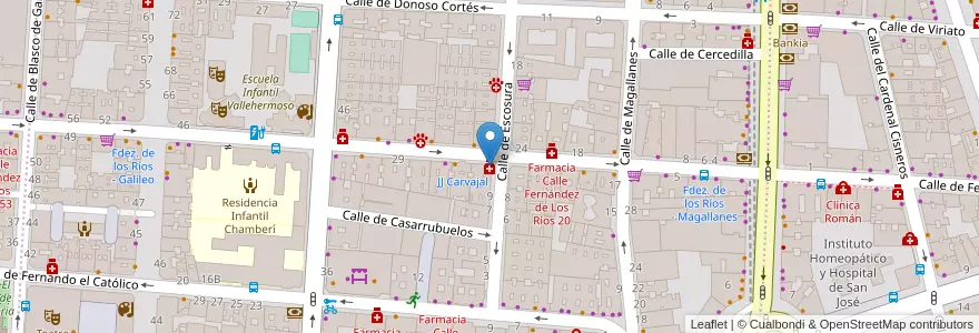 Mapa de ubicacion de Farmacia - Calle Fernández de los Ríos 21 en Espanha, Comunidade De Madrid, Comunidade De Madrid, Área Metropolitana De Madrid Y Corredor Del Henares, Madrid.