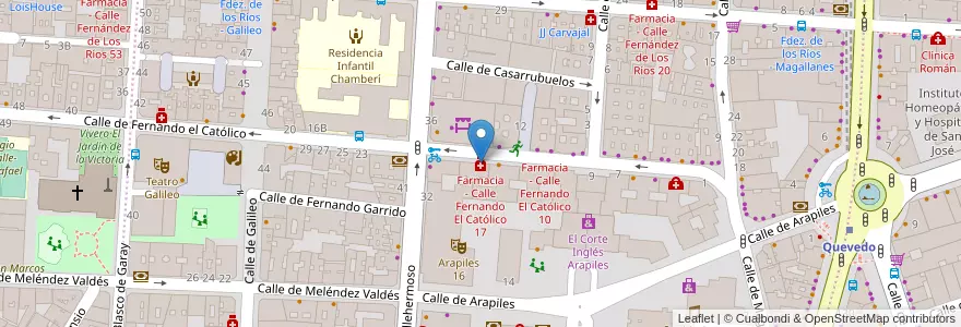 Mapa de ubicacion de Farmacia - Calle Fernando El Católico 17 en Spanje, Comunidad De Madrid, Comunidad De Madrid, Área Metropolitana De Madrid Y Corredor Del Henares, Madrid.