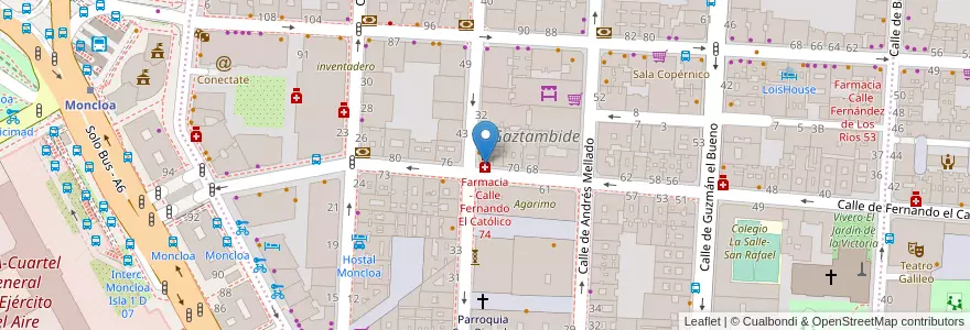 Mapa de ubicacion de Farmacia - Calle Fernando El Católico 74 en Spanien, Autonome Gemeinschaft Madrid, Autonome Gemeinschaft Madrid, Área Metropolitana De Madrid Y Corredor Del Henares, Madrid.
