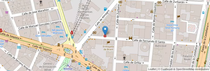 Mapa de ubicacion de Farmacia - Calle Fernando El Santo 5 en إسبانيا, منطقة مدريد, منطقة مدريد, Área Metropolitana De Madrid Y Corredor Del Henares, مدريد.