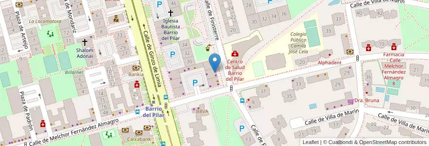 Mapa de ubicacion de Farmacia - Calle Finisterre 17 en スペイン, マドリード州, Comunidad De Madrid, Área Metropolitana De Madrid Y Corredor Del Henares, Madrid.
