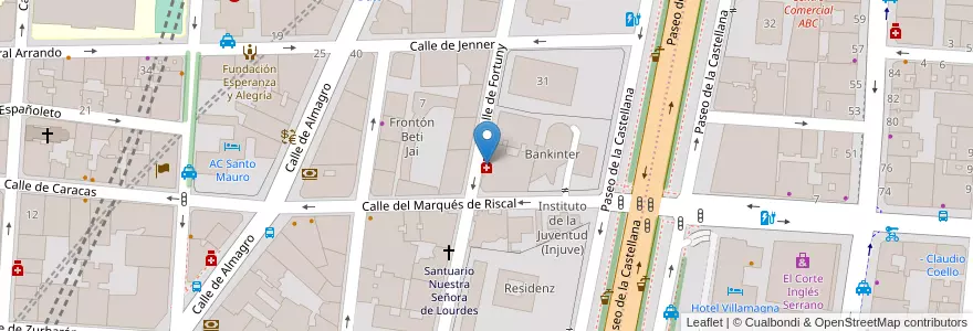 Mapa de ubicacion de Farmacia - Calle Fortuny 12 en إسبانيا, منطقة مدريد, منطقة مدريد, Área Metropolitana De Madrid Y Corredor Del Henares, مدريد.