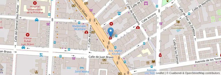 Mapa de ubicacion de Farmacia - Calle Francisco Silvela 36 en Spanje, Comunidad De Madrid, Comunidad De Madrid, Área Metropolitana De Madrid Y Corredor Del Henares, Madrid.