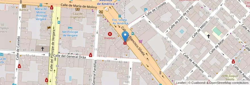 Mapa de ubicacion de Farmacia - Calle Francisco Silvela 75 en Spagna, Comunidad De Madrid, Comunidad De Madrid, Área Metropolitana De Madrid Y Corredor Del Henares, Madrid.