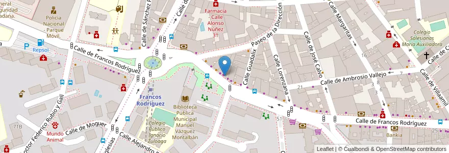 Mapa de ubicacion de Farmacia - Calle Francos Rodríguez 80 en إسبانيا, منطقة مدريد, منطقة مدريد, Área Metropolitana De Madrid Y Corredor Del Henares, مدريد.
