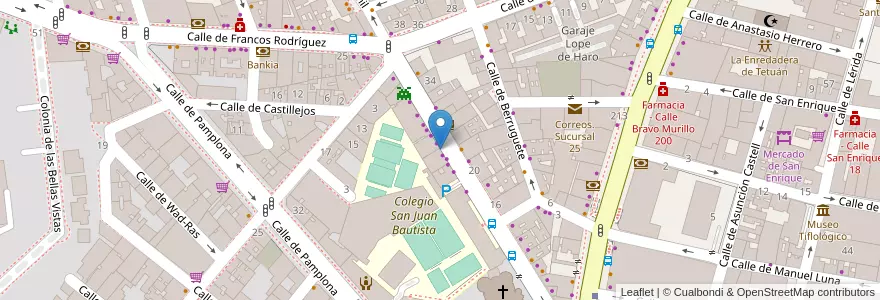 Mapa de ubicacion de Farmacia - Calle Francos Rodríguez 9 en اسپانیا, بخش خودمختار مادرید, بخش خودمختار مادرید, Área Metropolitana De Madrid Y Corredor Del Henares, مادرید.