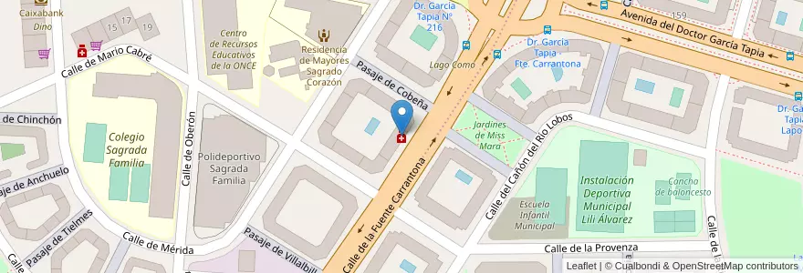 Mapa de ubicacion de Farmacia - Calle Fuente Carrantona 29 en スペイン, マドリード州, Comunidad De Madrid, Área Metropolitana De Madrid Y Corredor Del Henares, Madrid.