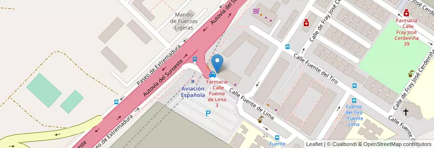 Mapa de ubicacion de Farmacia - Calle Fuente de Lima 3 en Испания, Мадрид, Мадрид, Área Metropolitana De Madrid Y Corredor Del Henares, Мадрид.