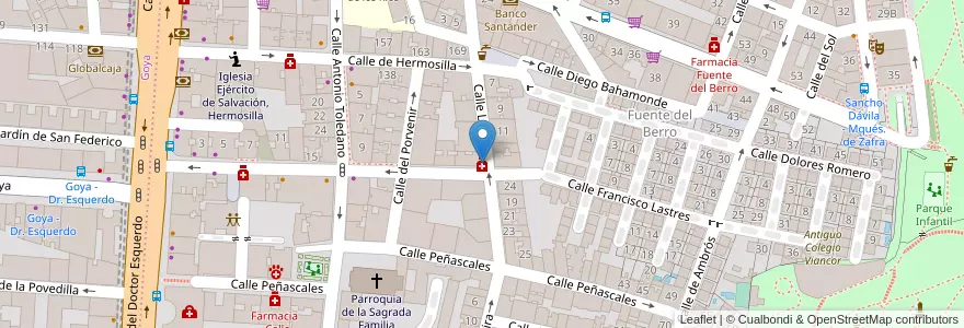 Mapa de ubicacion de Farmacia - Calle Fundadores 29 en İspanya, Comunidad De Madrid, Comunidad De Madrid, Área Metropolitana De Madrid Y Corredor Del Henares, Madrid.