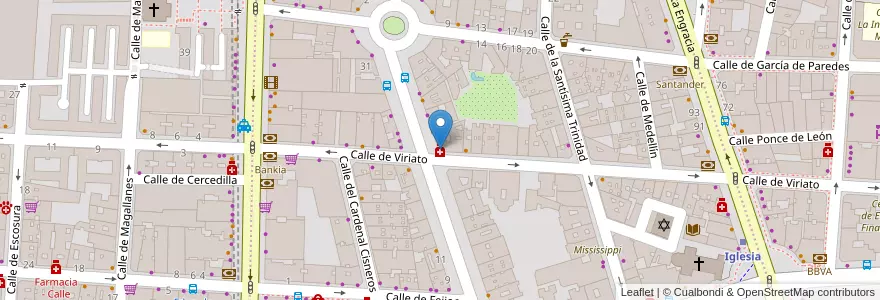 Mapa de ubicacion de Farmacia - Calle General Álvarez de Castro 24 en スペイン, マドリード州, Comunidad De Madrid, Área Metropolitana De Madrid Y Corredor Del Henares, Madrid.