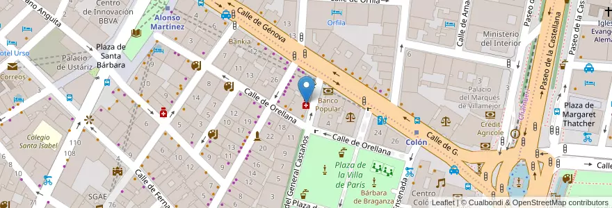 Mapa de ubicacion de Farmacia - Calle General Castaños 13 en إسبانيا, منطقة مدريد, منطقة مدريد, Área Metropolitana De Madrid Y Corredor Del Henares, مدريد.